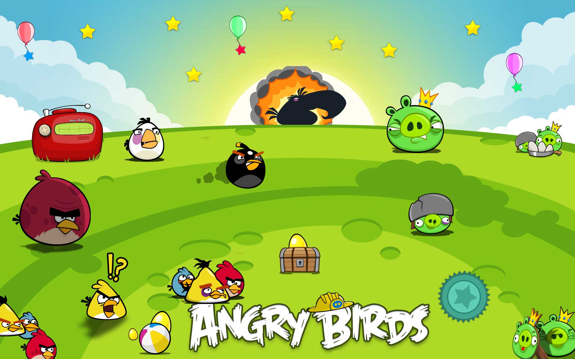 Angry Birds csirkék a mezőn háttérkép